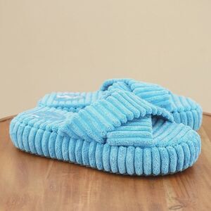 Free People Womens Two Days In Ibiza Platform Sandals Slides Blue Fabric 9.5